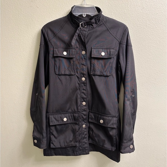 Kenneth Cole Reaction Black Rain Jacket Size Medium - Picture 2 of 11